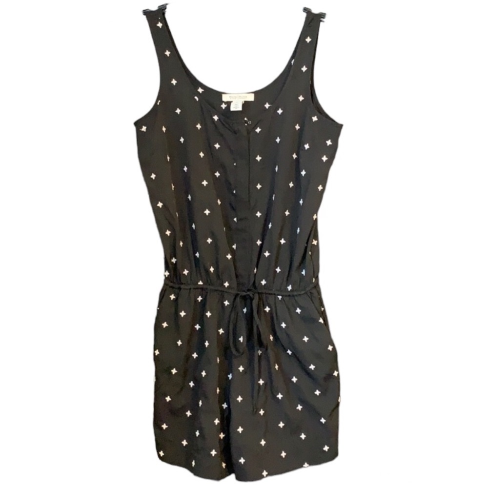 White House Black Market Embroidered Detail Tie Waist Romper
